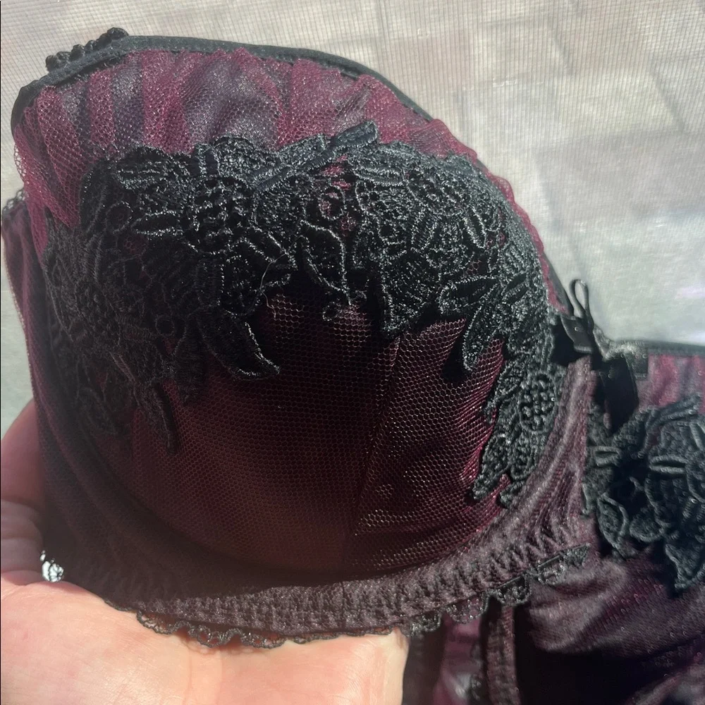 Agent provocateur Lianne bra and thong set Elegant purple burgundy tulle Lace